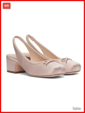 Agodor Slingback Heels for Women Ruched Satin Ballet Mary Jane Shoes with Bow